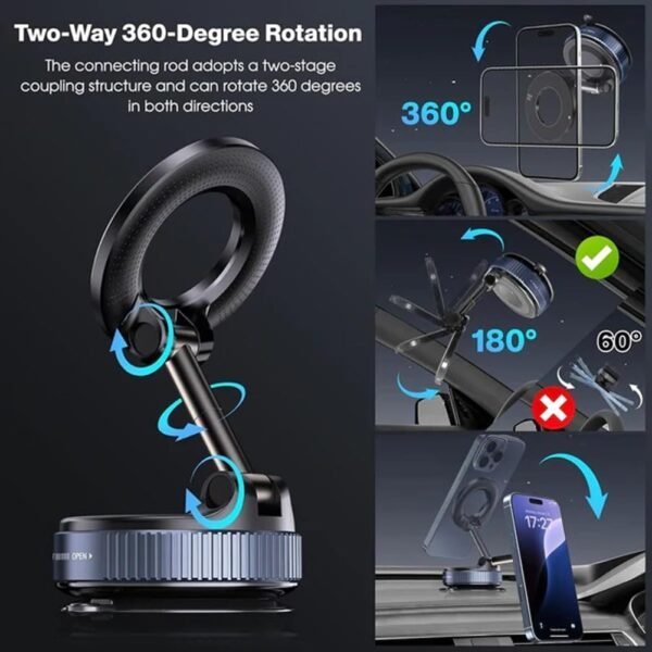 Neuer super starker magnetischer Handyhalter 2025, aus verbessertem Zinklegierung, mit Saugnapf, 360° drehbar und faltbar, geeignet für Autodisplay, Badezimmerfliesen und Glas. - Image 6