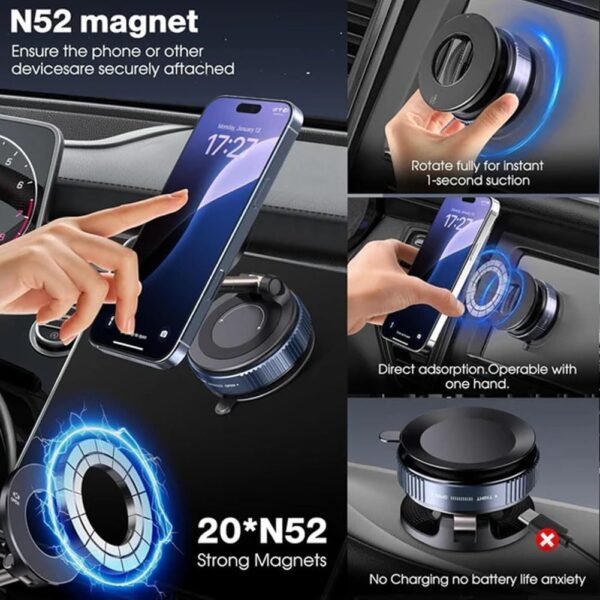 Neuer super starker magnetischer Handyhalter 2025, aus verbessertem Zinklegierung, mit Saugnapf, 360° drehbar und faltbar, geeignet für Autodisplay, Badezimmerfliesen und Glas. - Image 4