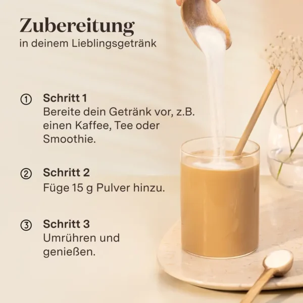 Glow25 Collagen Plus [450g] – Kollagen Hydrolysat mit Vitamin C, Zink und Biotin – Peptide Typ 1 und 3 – Gute Löslichkeit - Image 6